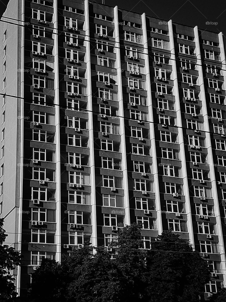 A high-rise building in Kyiv that looks like a beehive