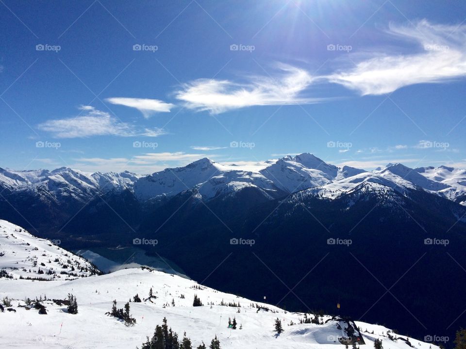 Scenic view of snowy hills