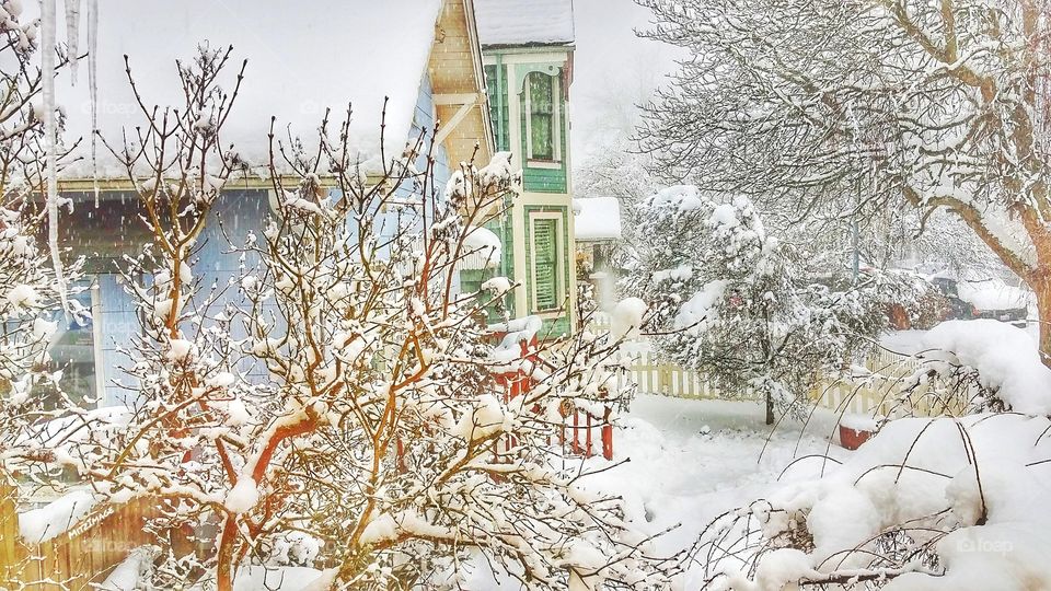 A nostalgic look after a snowstorm covered the neighborhood with so much snow.