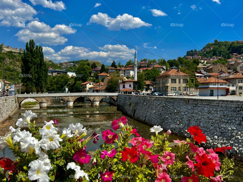 Flowers at a bridge in Sarajevo