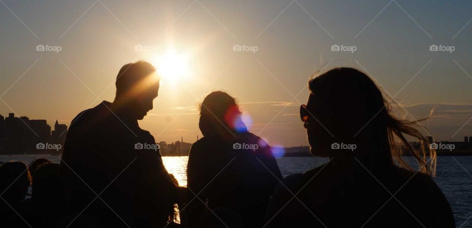 People, sunset, boat