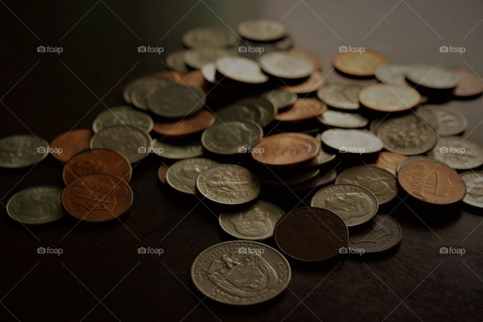Coins on the table 