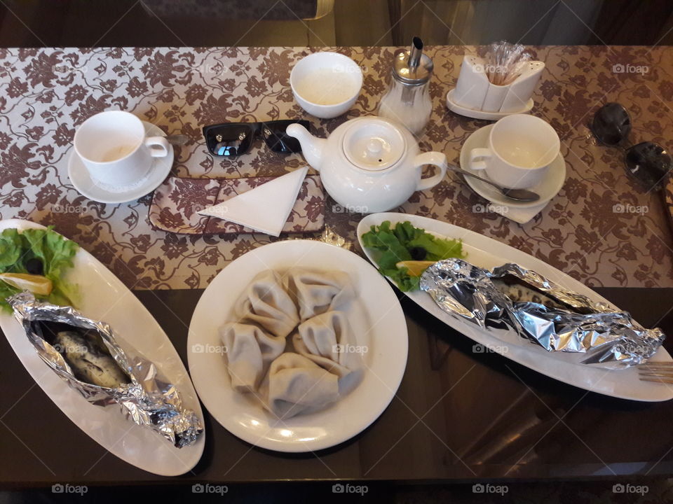 dinner table service food eat tasty