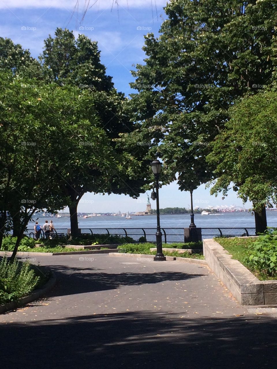 New York waterfront. New York waterfront with Statue of Liberty 