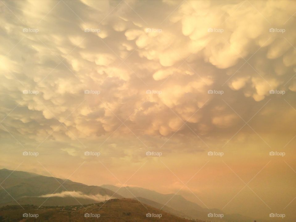 Stormy sky. Scary clouds after a summer storm.