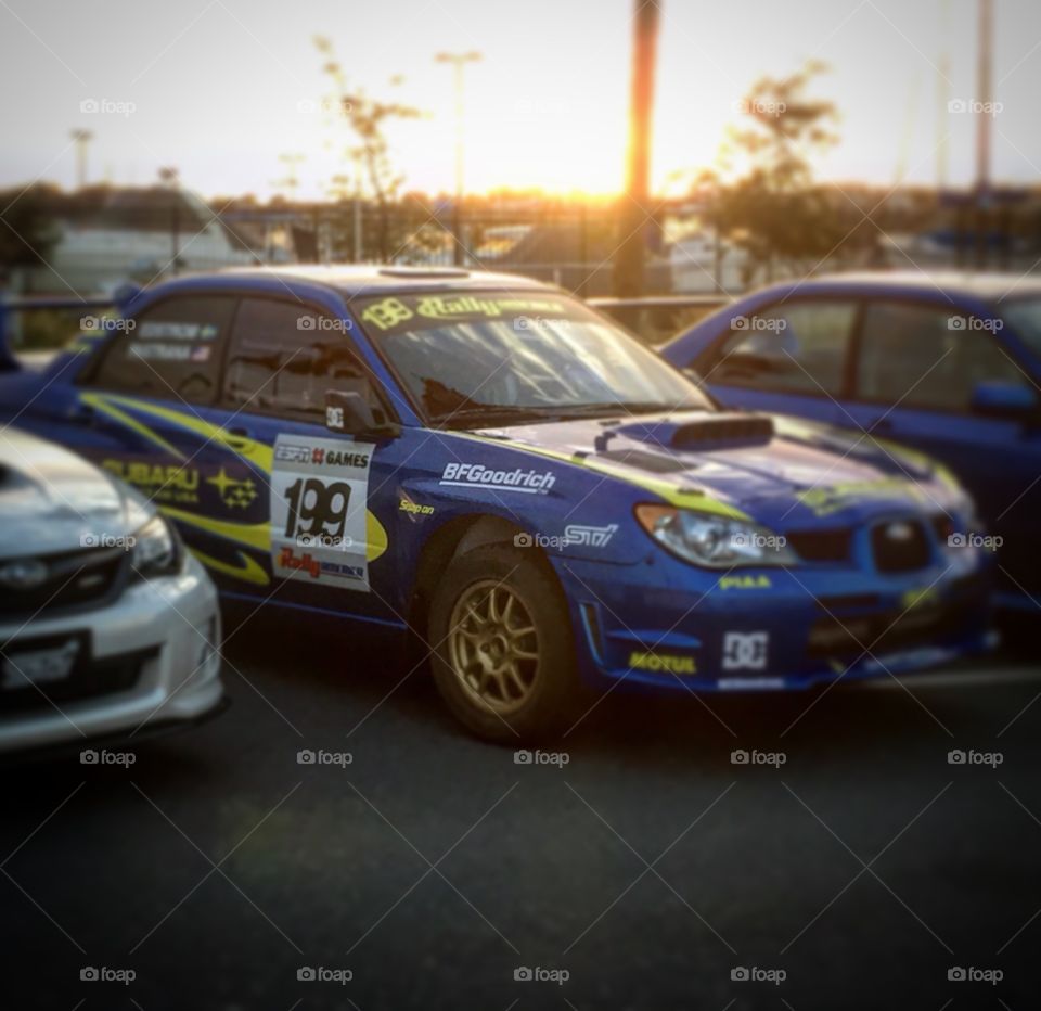 Travis Pastrana's Subaru  #199. Travis Pastrana's Subaru parked at the beach ready for GRC.