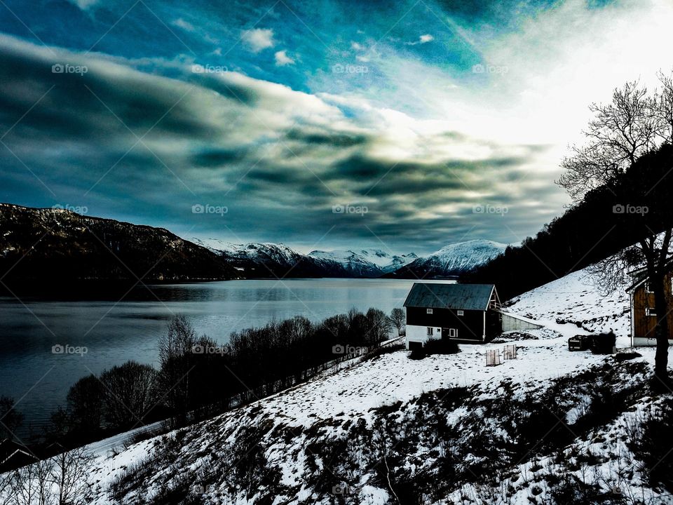 One cold winter morning here in Norway by the fjord.