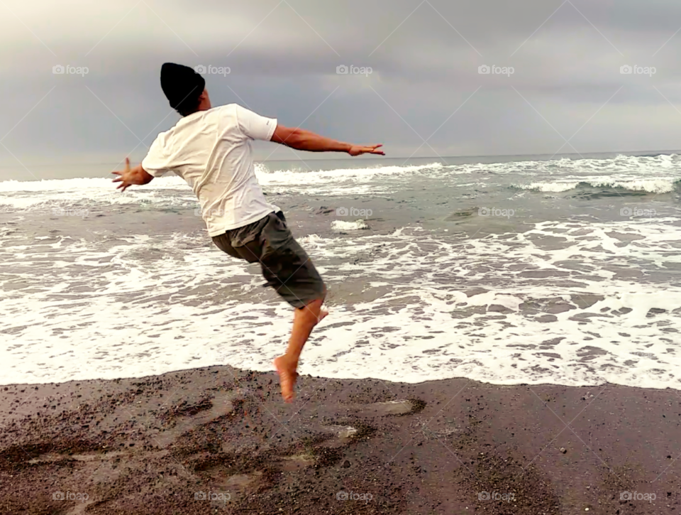 jump because of wave