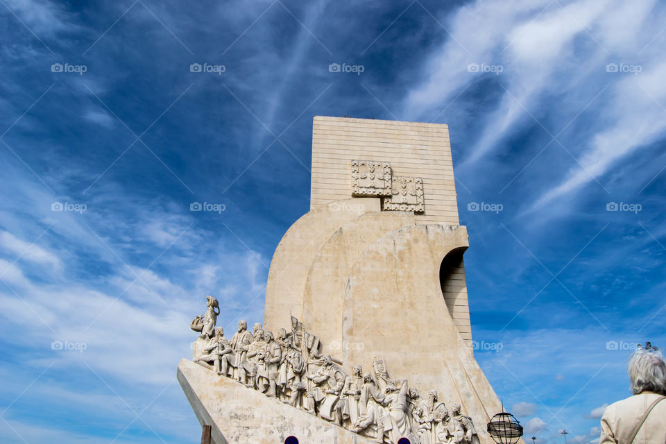 Padrão dos descobrimentos / discoveries landmark in Lisbon, portugal with an incredible beautiful blue sky