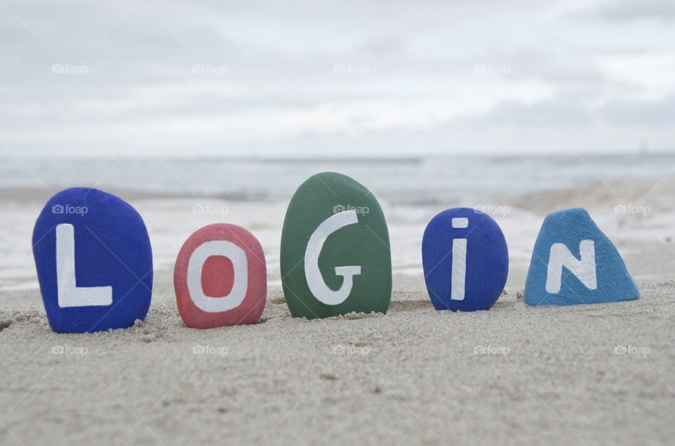 Login concept on stones