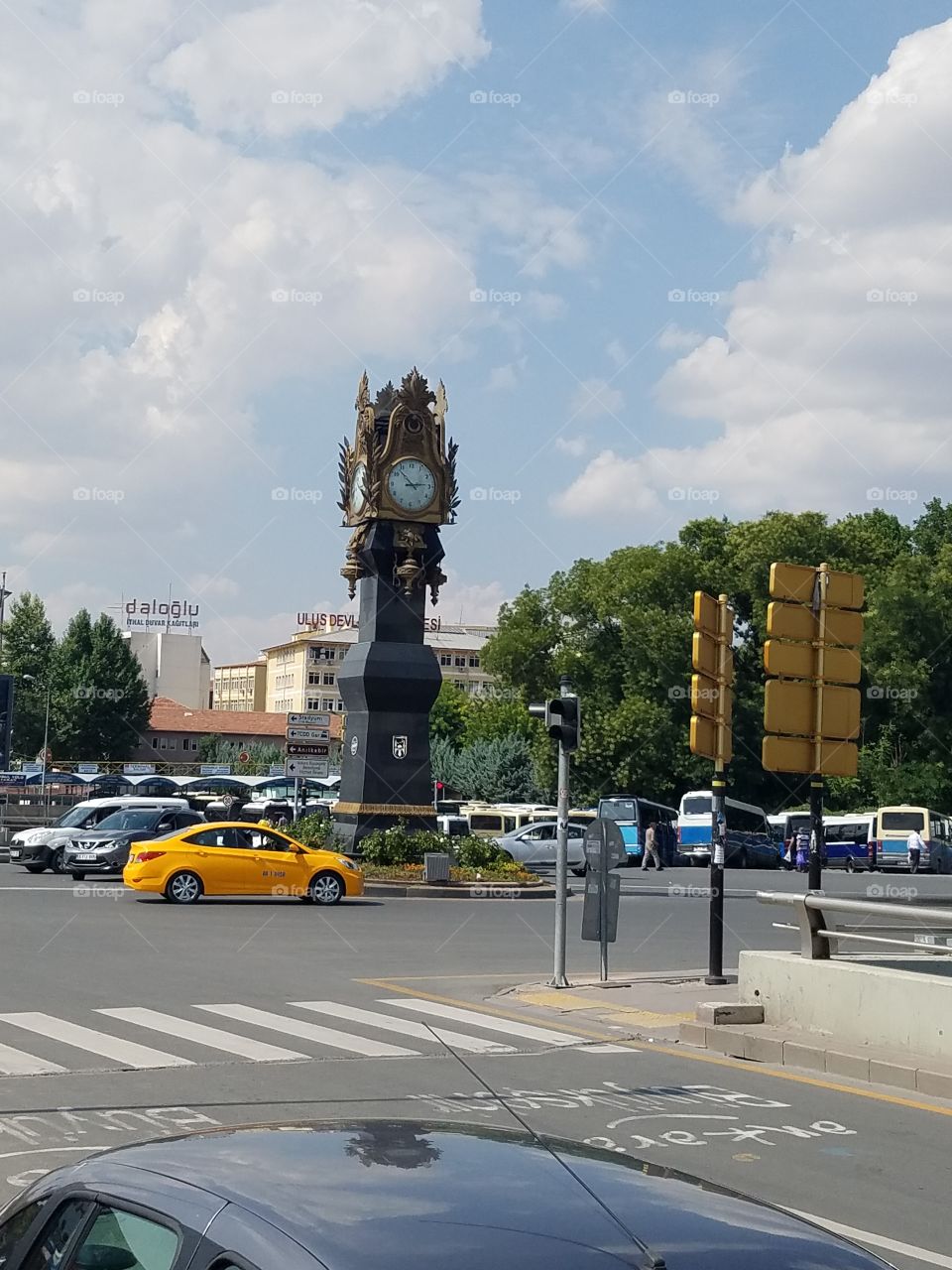 a clock in the center of a street in Ankara Turkey