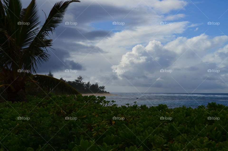 storm clouds rolling in over Scenic tropical landscape and ocean