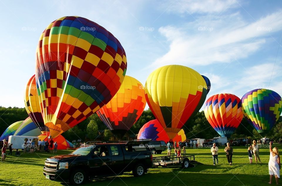 Almost all up!  . The exciting part when the balloons are almost filled and ready to take off!  Balloons are all around mission