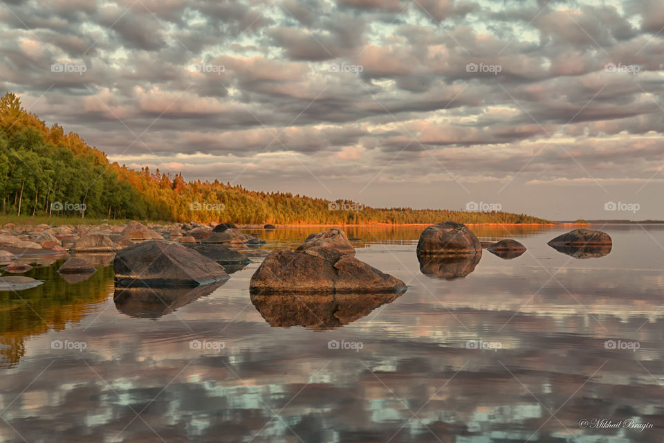 Reflections in the water of the lake Onega