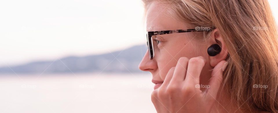 woman listening to the music