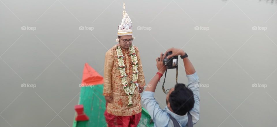 Indian groom on the boat