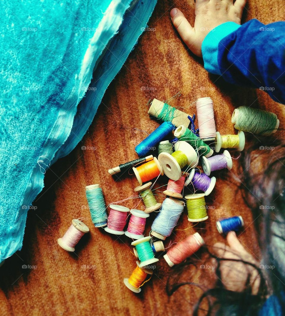 Let's sew a little love together with colored threads.