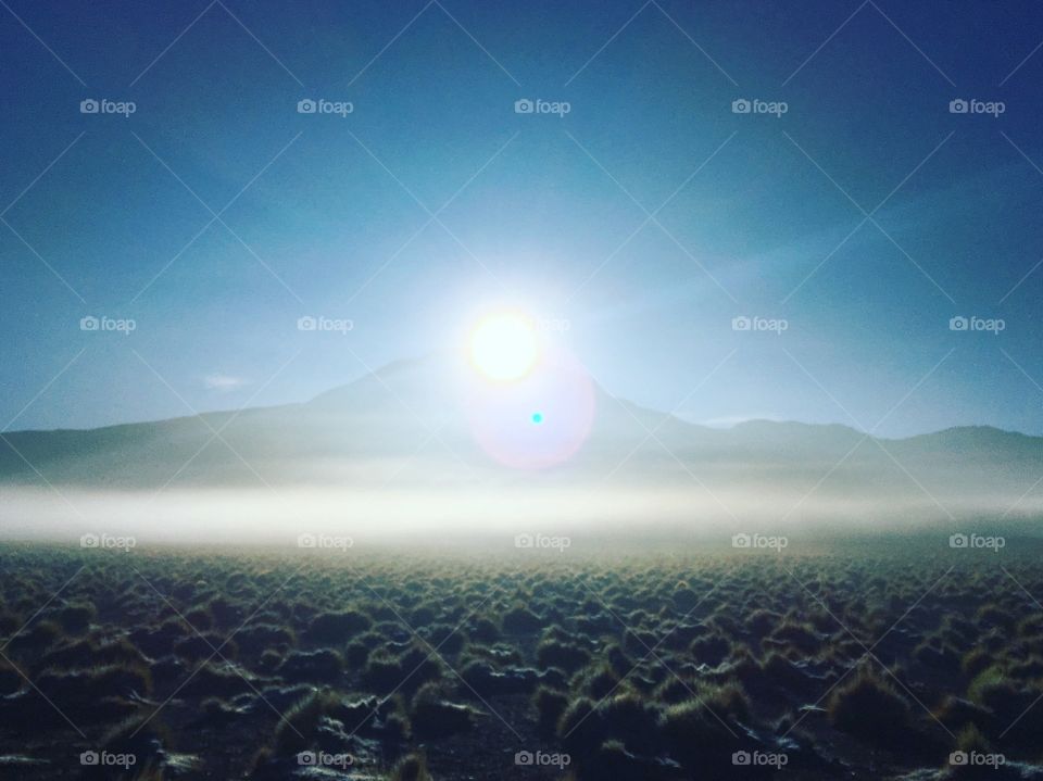 Sunrise in the highest geyser on earth 