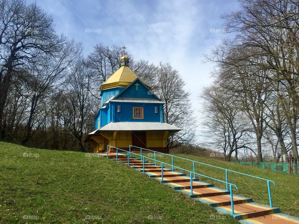 An old wooden Church in Ukrainian village 