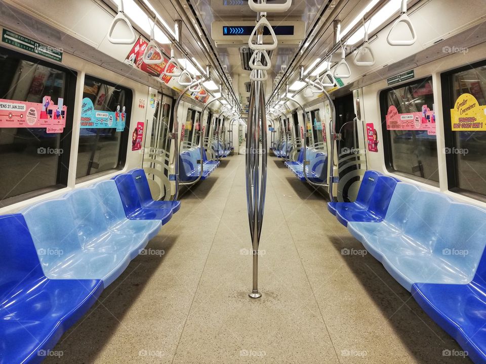 Interior of the train in the subway