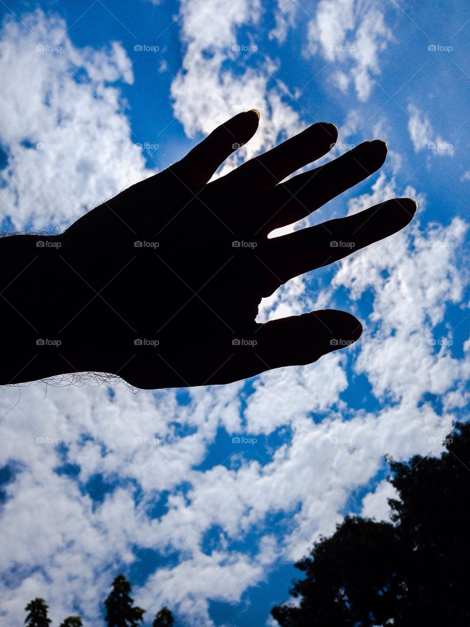 Silhouette hand in the sky