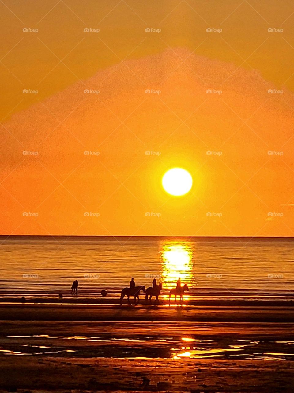 sunset on the beach of Deauville