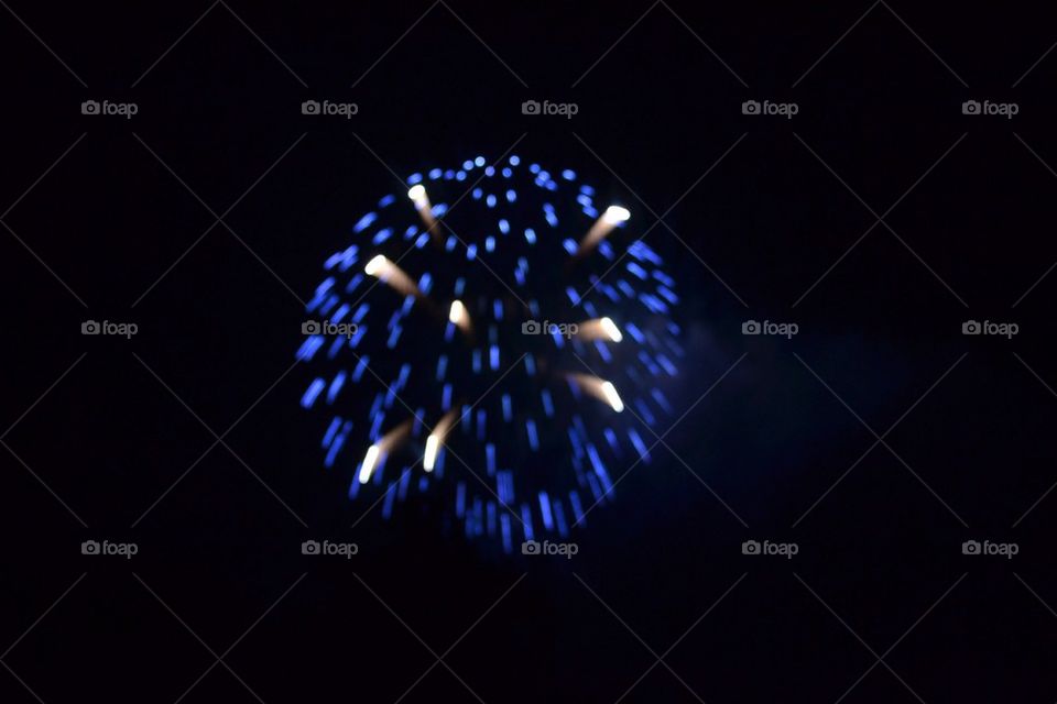 Blue and white fireworks