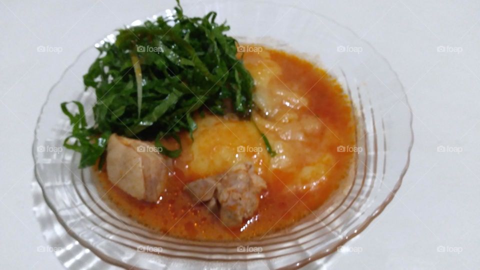 almoço do dia polenta