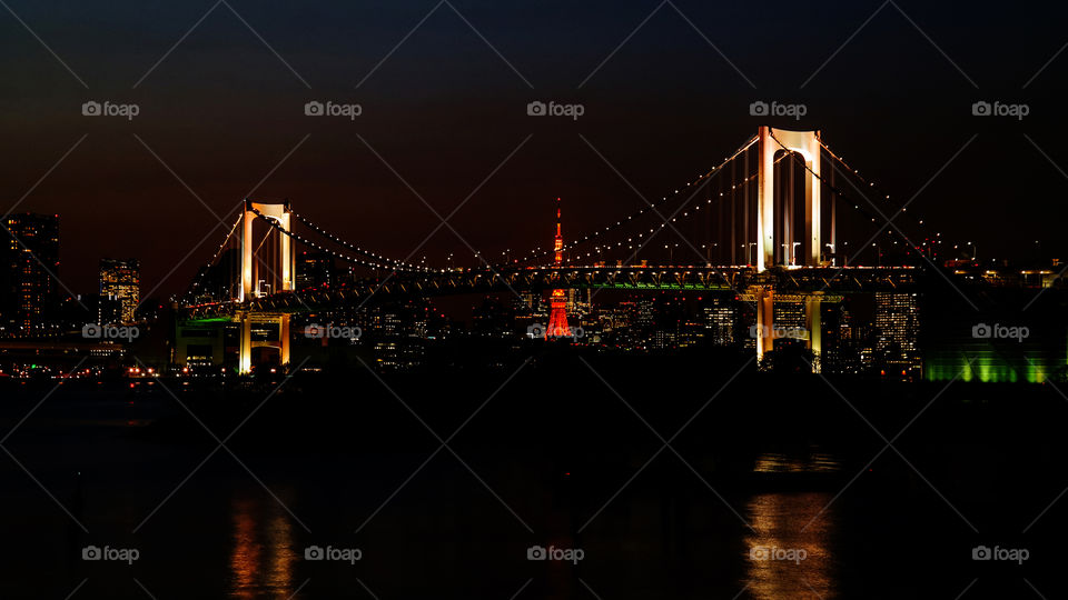 night time bridge