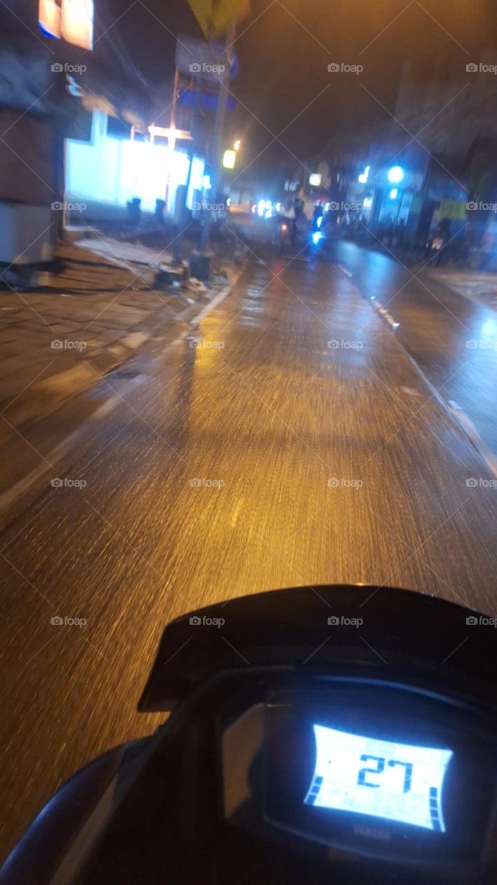 night ride with motor cycle