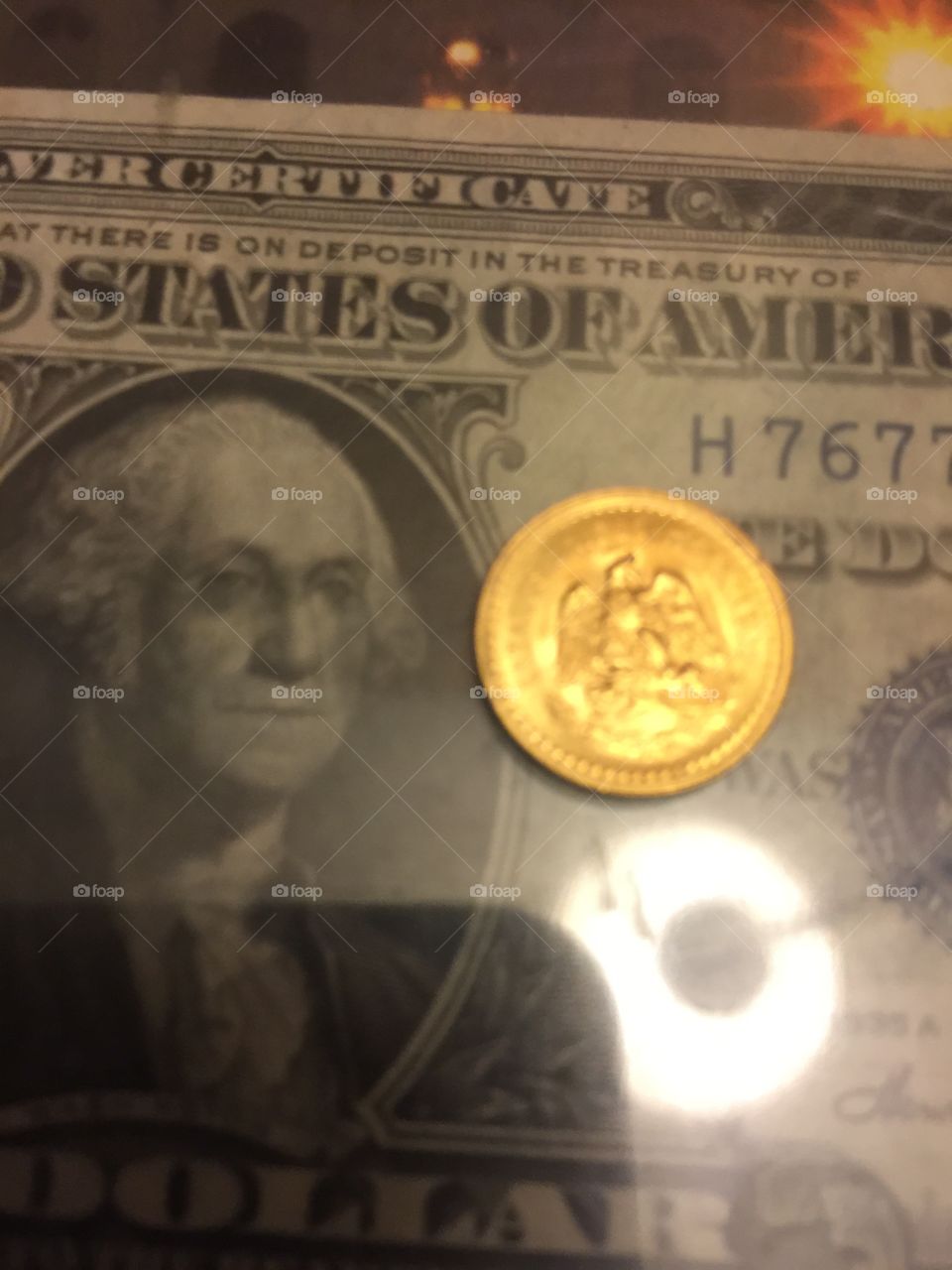 Silver certificate George Washington dollar and mexican 1945 2.5 dos y medios 