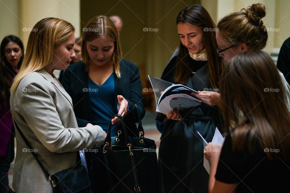 The girls are lively discussing something interesting