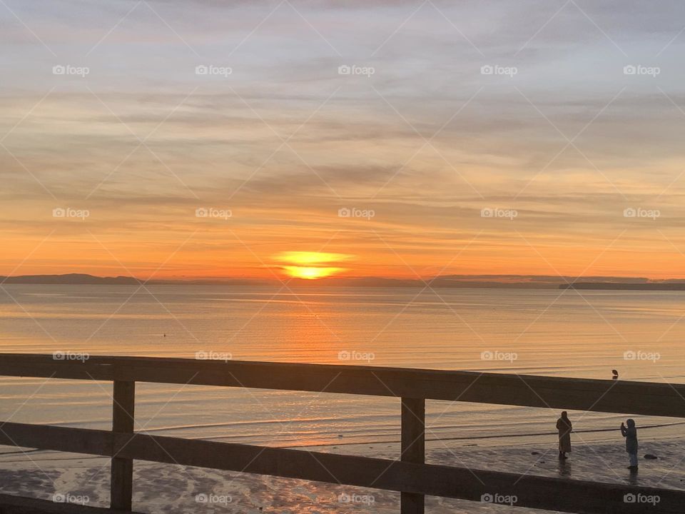 View of the Sunset Over the Pacific Ocean from Canada’s Longest Pier in White Rock, British Columbia 