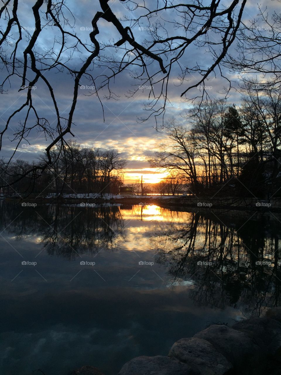 View of a lake at sunset