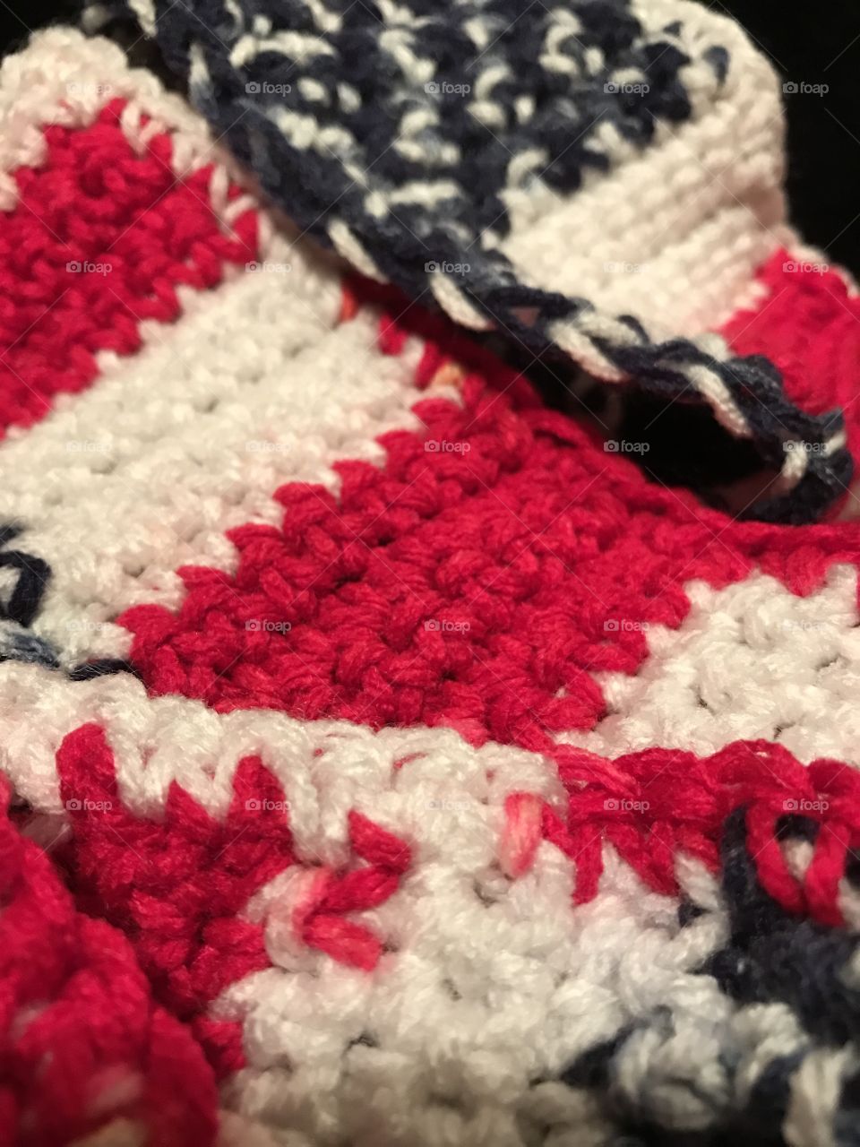 Red white and blue stitching 