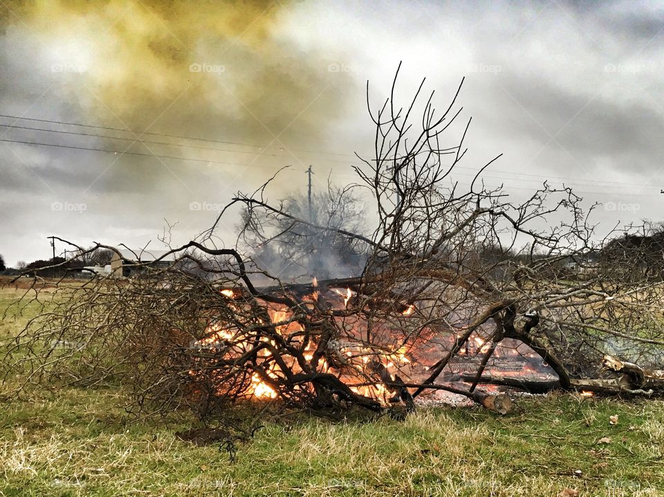 Small brush pile fire.  