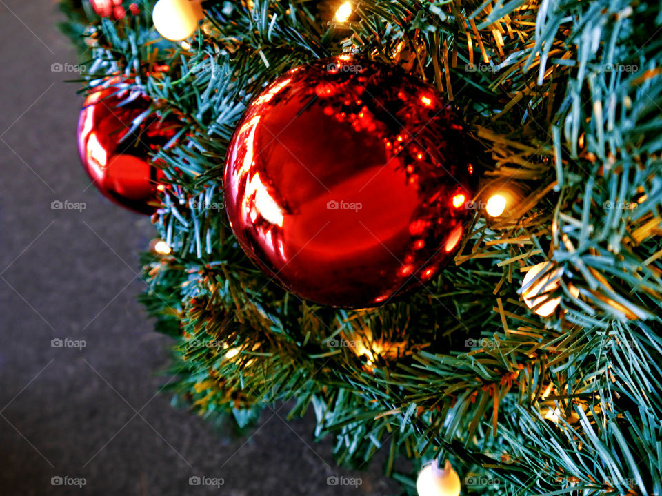 Christmas pine tree and toys