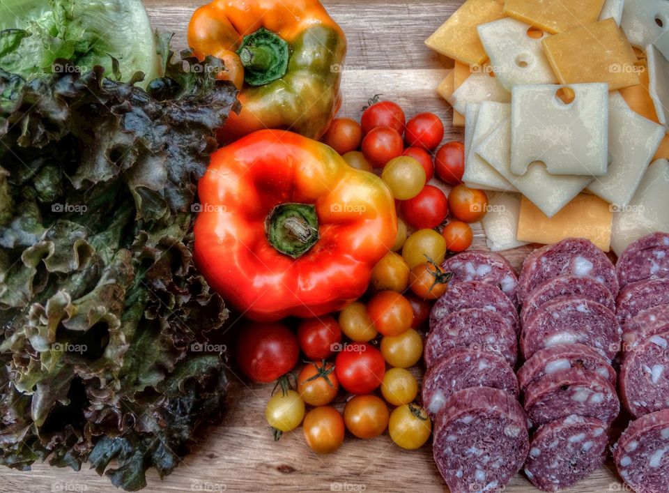 Fresh colorful vegetables on table