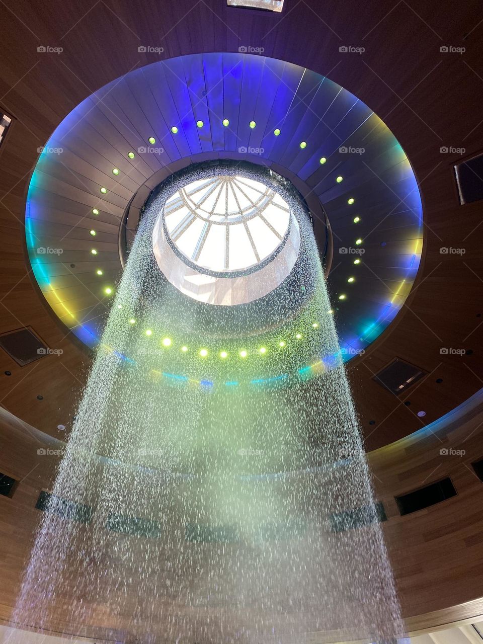 Ceiling water fountain with lights