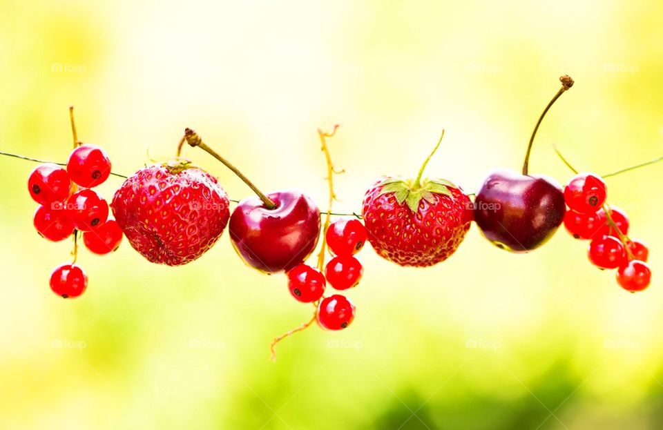 Fruits hanging on rope