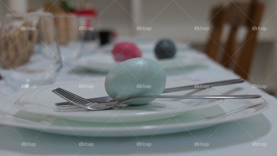 eggs plate fork