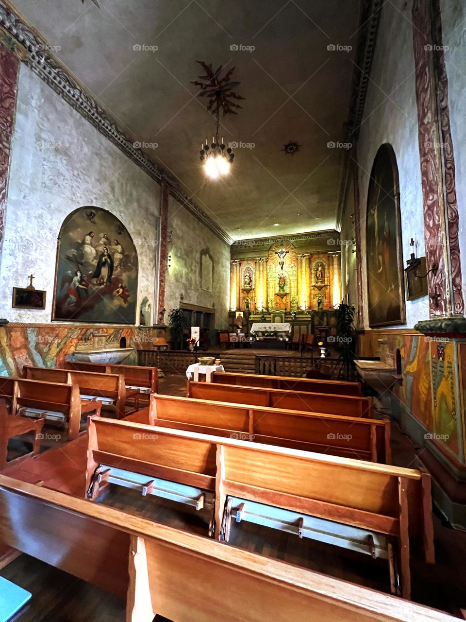 The Chapel inside the Santa Barbara Mission with it’s wooden pews. I always loved coming here when I lived down the road as a young man. I love old architecture!