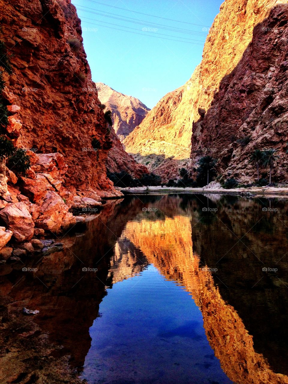 Canyon reflected on riverbed