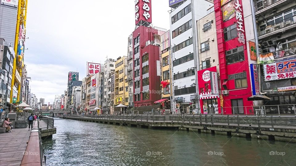 This is river and builds in Dotonbori.