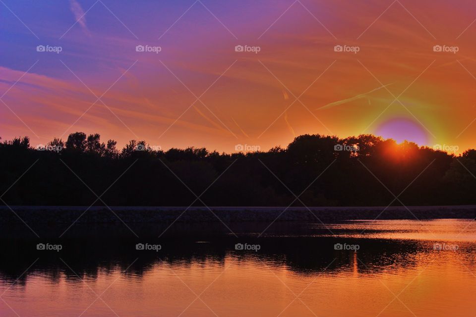 Reflection of trees on lake