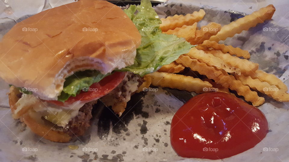hamburger and fries