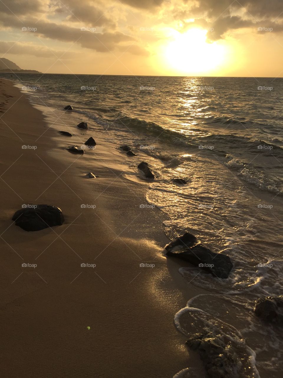 View of beach during sunset