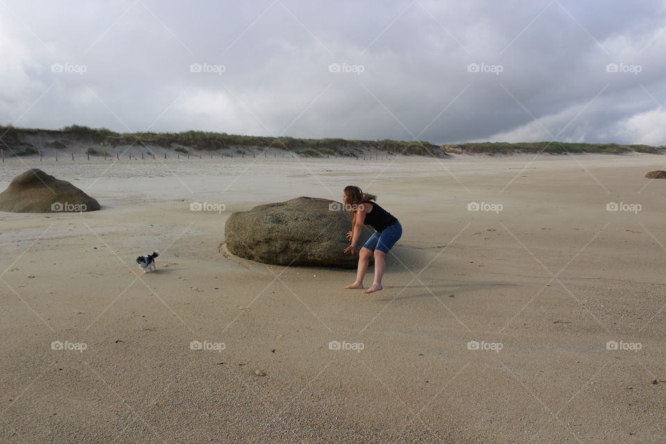 playing with the dog