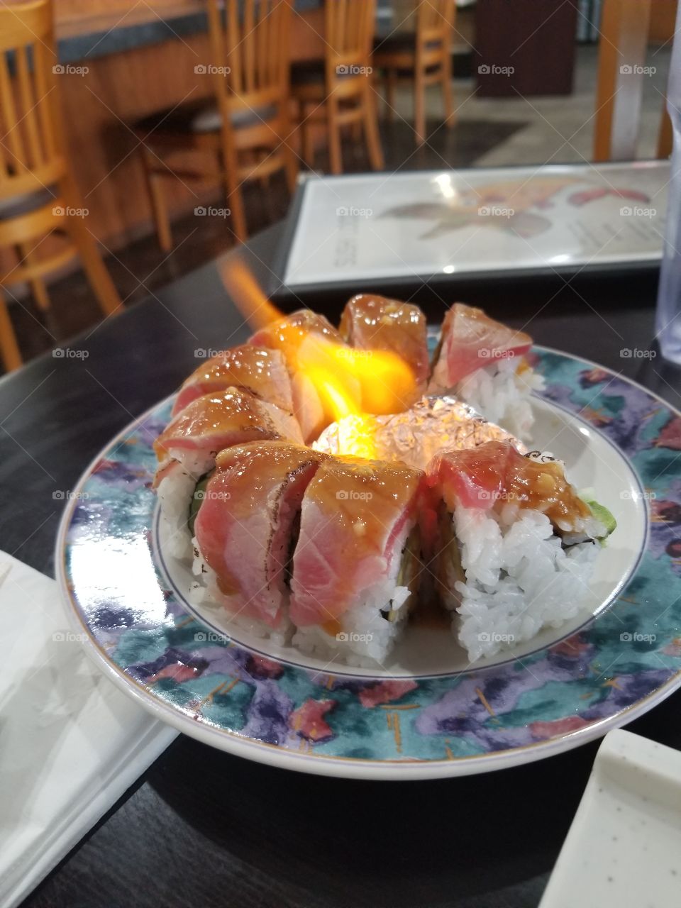 Sushi on fire