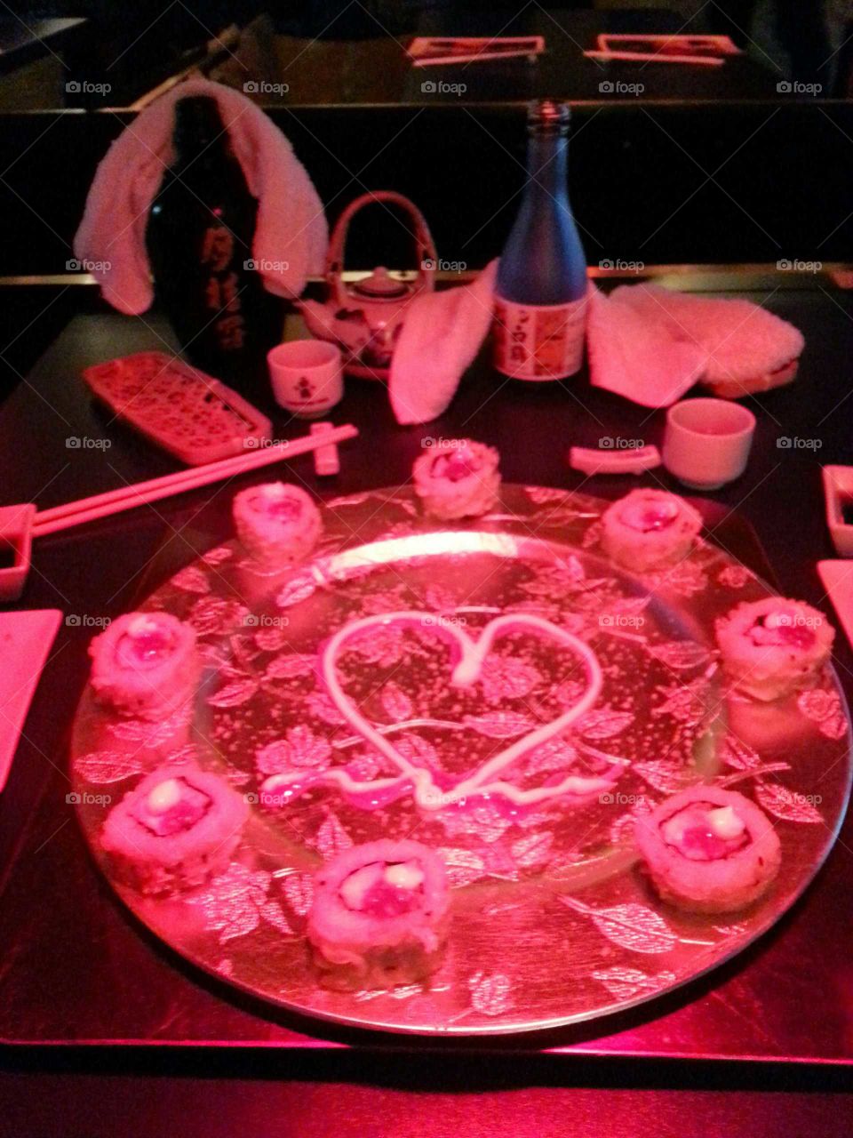 Plate of sushis under red lighting!